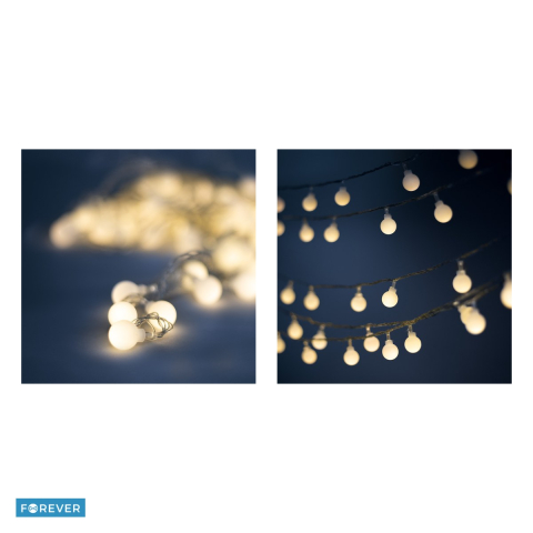 Ghirlanda luminoasa solara cu 30 bile mate LED, Forever Light SFB61, lungime 6.5m, lumina alba calda [3]