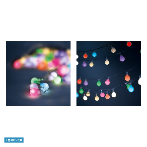 Ghirlanda luminoasa solara cu 30 globuri mate multicolore LED, Forever Light SFB62, lungime 6.5m, lumina colorata [3]