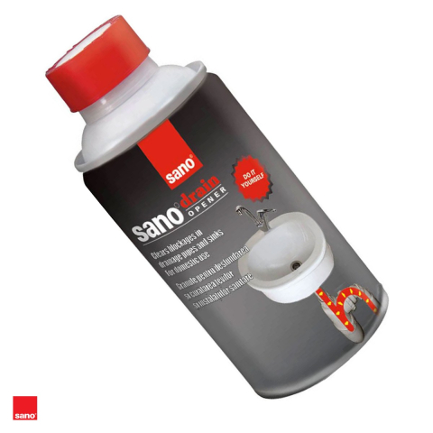 Curatare instalatii - Granule pentru desfundat tevi Sano Drain 200 g, dizolva grasimile si previn blocarea, nu deterioreaza tevile, capac de siguranta pentru copii