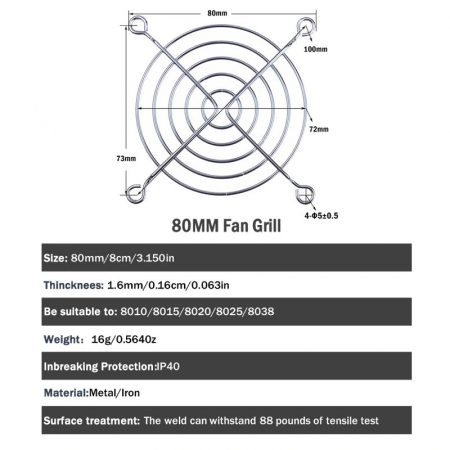 Grila de protectie ventilator 80 mm, din otel, argintie [6]