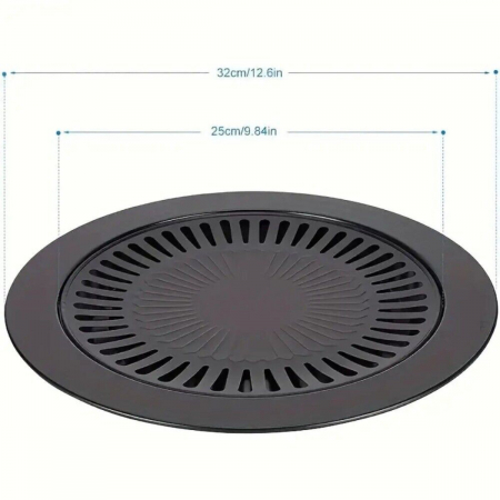 Grill pentru aragaz, antiaderent, cu suport scurgere grasime, rotund, diametru 32cm, 24557, negru [3]