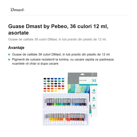 Guase Dmast by Pebeo, 36 culori 12 ml, asortate [1]