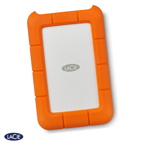 Medii de stocare - Hard disk extern portabil rezistent LaCie Rugged USB-C, 2 TB, USB-C 5 Gb/s, rezistent la caderi, strivire si ploaie, alimentat prin USB, portocaliu, STFR2000800