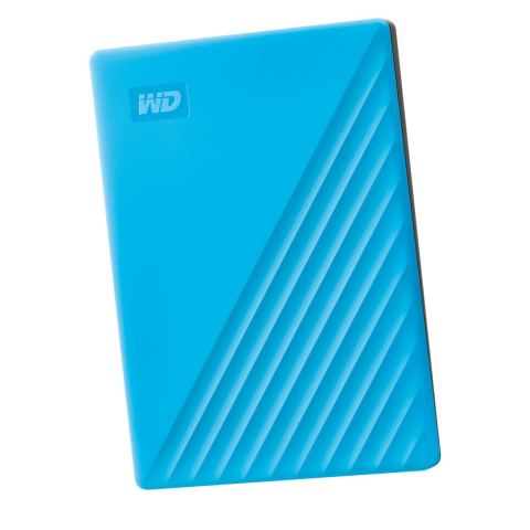 Hard disk-uri externe - Hard disk extern portabil WD My Passport, 2 TB, USB 3.2 Gen 1, parola si criptare hardware AES 256-bit, software de backup, albastru, WDBYVG0020BBL-WESN