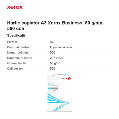 Hartie copiator A3 Xerox Business, 80 g/mp, 500 coli [2]