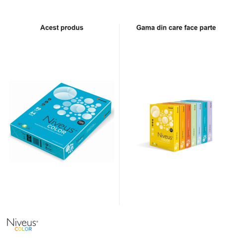 Hartie copiator color Niveus AB48 A4, albastru aqua intens, 80 g/mp, 500 coli [4]