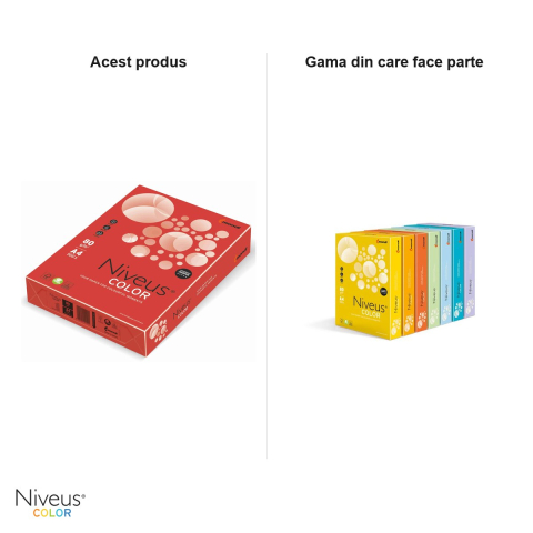 Hartie copiator color Niveus CO44 A4, rosu intens, 80 g/mp, 500 coli [4]
