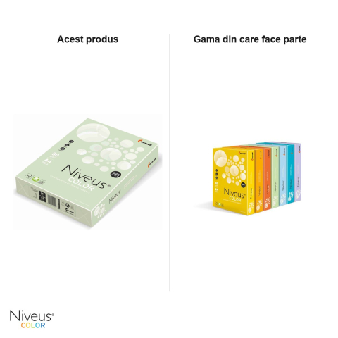 Hartie copiator color Niveus GN27 A4, verde pal, 80 g/mp, 500 coli [4]