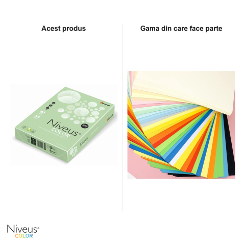 Hartie copiator color Niveus MG28 A4, verde deschis pal, 80 g/mp, 500 coli [5]