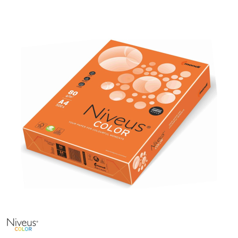 Hartie copiator - Hartie copiator color Niveus OR43 A4, portocaliu intens, 80 g/mp, 500 coli