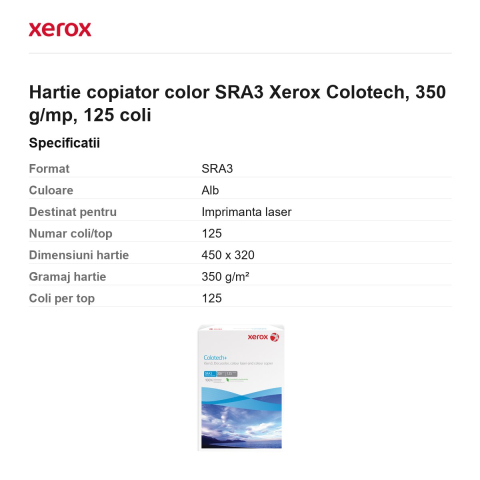 Hartie copiator color SRA3 Xerox Colotech, 350 g/mp, 125 coli [2]