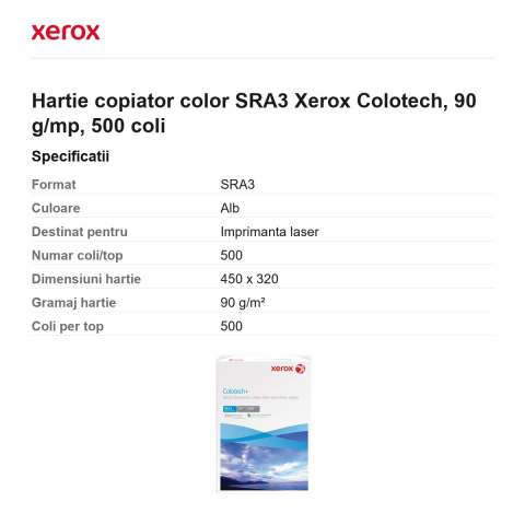 Hartie copiator color SRA3 Xerox Colotech, 90 g/mp, 500 coli [2]