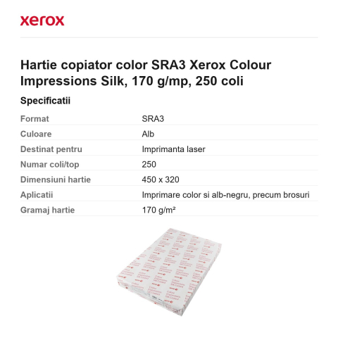 Hartie copiator color SRA3 Xerox Colour Impressions Silk, 170 g/mp, 250 coli [2]