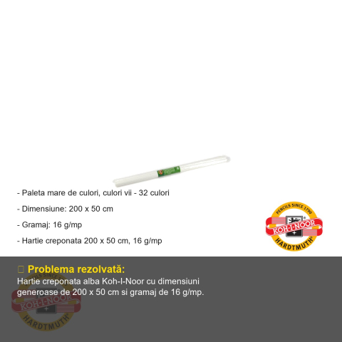 Hartie creponata alba Koh-I-Noor, 200 x 50 cm, pentru decoratiuni si activitati craft [1]