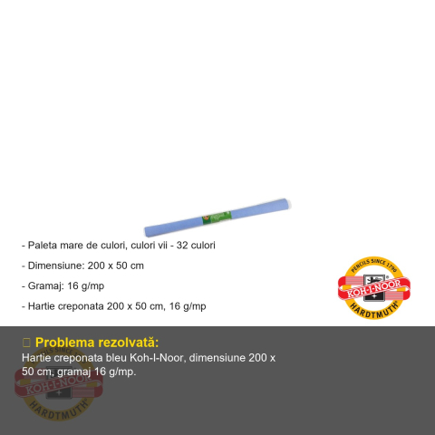 Hartie creponata bleu Koh-I-Noor, 200 x 50 cm, pentru decoratiuni si activitati craft [1]