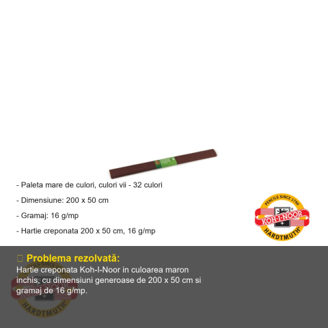 Hartie creponata Koh-I-Noor, maron inchis, 200 x 50 cm, pentru decoratiuni si activitati craft [1]