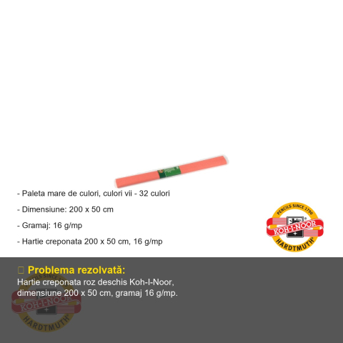 Hartie creponata roz deschis Koh-I-Noor, 200 x 50 cm, pentru decoratiuni si activitati craft [1]
