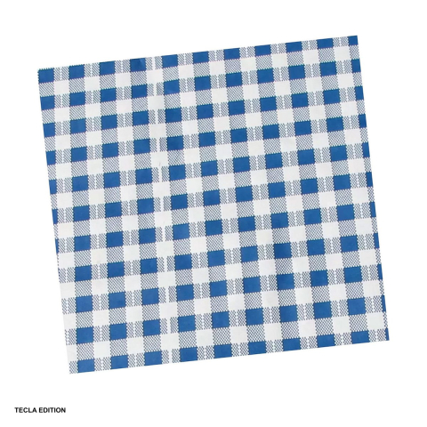 Hartie ambalare - Hartie de ambalaj cerata tip fata de masa, cu polietilena, coala 88 x 100 cm, imprimata cu model carouri, albastra