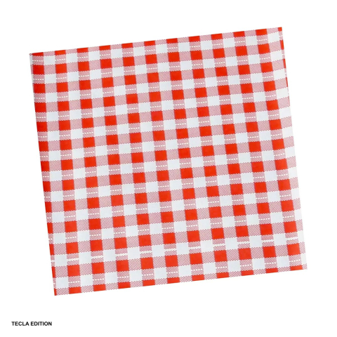 Hartie ambalare - Hartie de ambalaj cerata tip fata de masa, cu polietilena, coala 88 x 100 cm, imprimata cu model carouri, rosie