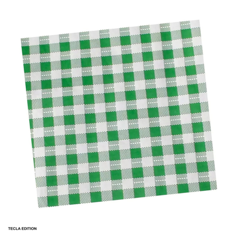 Hartie ambalare - Hartie de ambalaj cerata tip fata de masa, cu polietilena, coala 88 x 100 cm, imprimata cu model carouri, verde