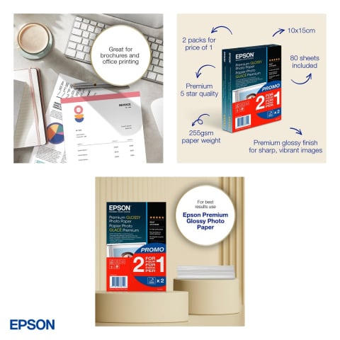 Hartie foto lucioasa Epson Premium Glossy Photo Paper, 10 x 15 cm, 255 g/mp, 80 coli, C13S042167 [4]