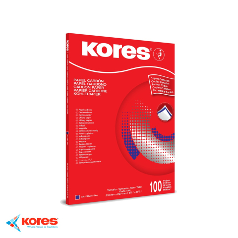Carton si hartie speciala - Hartie indigo Kores format A4, albastra, 100 coli/top, pentru scris de mana
