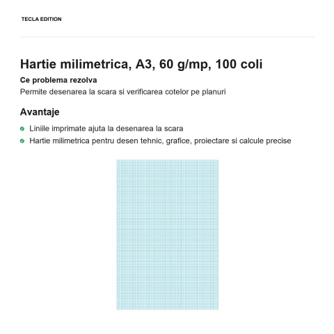 Hartie milimetrica, A3, 60 g/mp, 100 coli [1]
