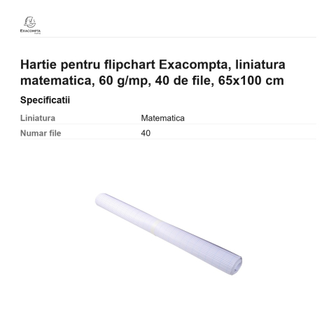 Hartie pentru flipchart Exacompta, liniatura matematica, 60 g/mp, 40 de file, 65x100 cm [2]