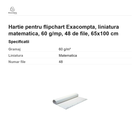 Hartie pentru flipchart Exacompta, liniatura matematica, 60 g/mp, 48 de file, 65x100 cm [2]