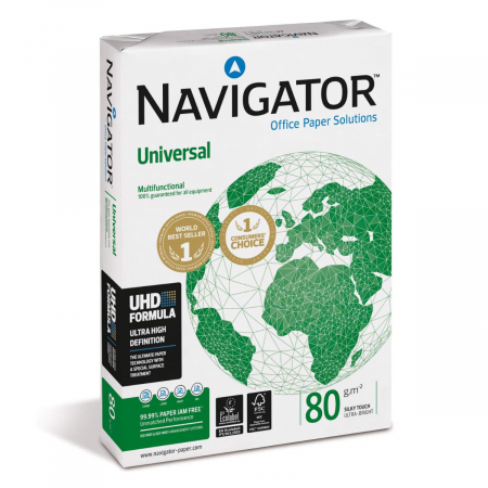 Hartie Premium Multifunctionala A4 NAVIGATOR Universal 80g/mp, formula UHD, pentru toate imprimantele si copiatoarele, 500 coli/top [1]