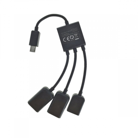 Cablu Adaptor OTG Gembird, Micro-USB 2.0 (T) la Micro-USB 2.0 (M) + USB 2.0 (M) x 2, 13cm, Negru, UHB-OTG-02 [1]