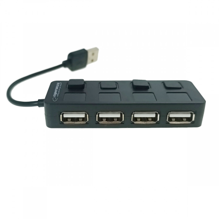 Accesorii IT - Hub USB 2.0 cu 4 porturi cu comutatoare, Esperanza, 480 MB/s, negru