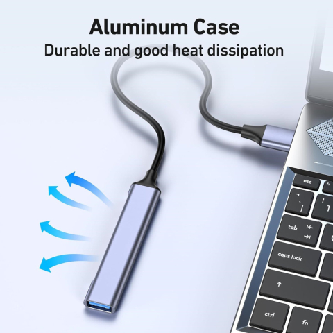 Hub USB 4in1 cu 1 Port USB 3.0 si 3 Porturi USB 2.0 - Splitter USB Compact din Aluminiu pentru Calculator Laptop [3]