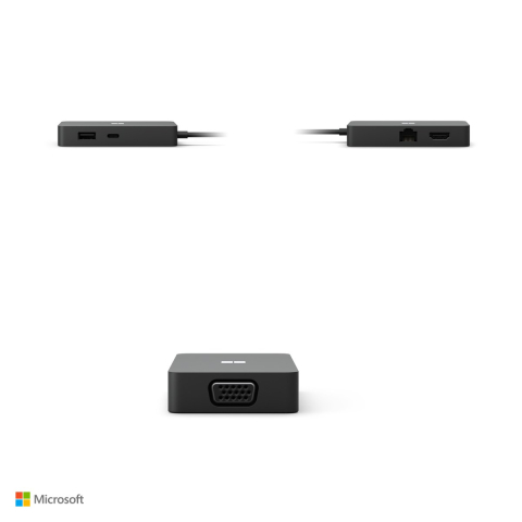 Hub USB-C Microsoft Surface USB-C Travel Hub, USB-C si USB-A 10 Gbps, HDMI 2.0 4K la 60 Hz, VGA, Gigabit Ethernet, cablu USB-C integrat, negru, 1E4-00004 [3]