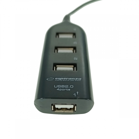 HUB USB cu 4 porturi, interfata USB 2.0, Esperanza 76860, cablu de 78cm, negru [1]