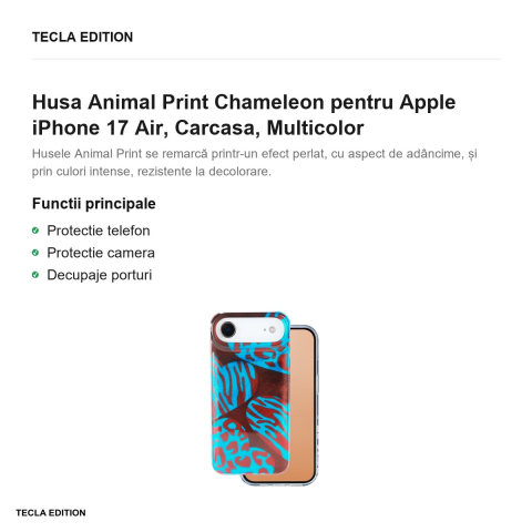 Husa Animal Print Chameleon pentru Apple iPhone 17 Air, Carcasa, Multicolor [1]