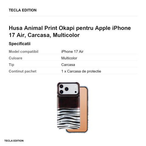 Husa Animal Print Okapi pentru Apple iPhone 17 Air, Carcasa, Multicolor [2]