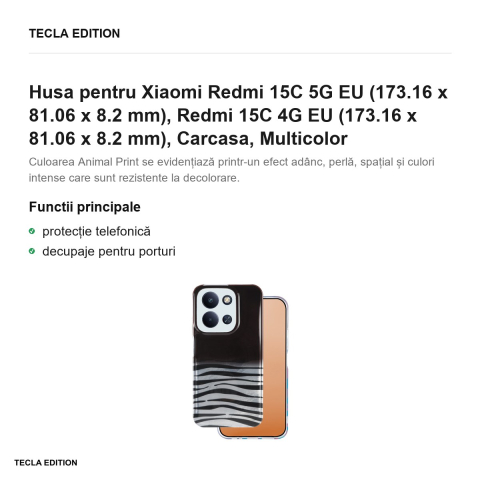 Husa Animal Print Okapi pentru Xiaomi Redmi 15C 5G EU, Redmi 15C 4G EU, Carcasa, Multicolor [1]