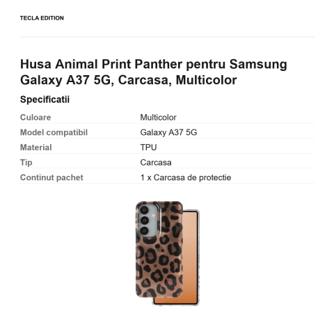 Husa Animal Print Panther pentru Samsung Galaxy A37 5G, Carcasa, Multicolor [2]