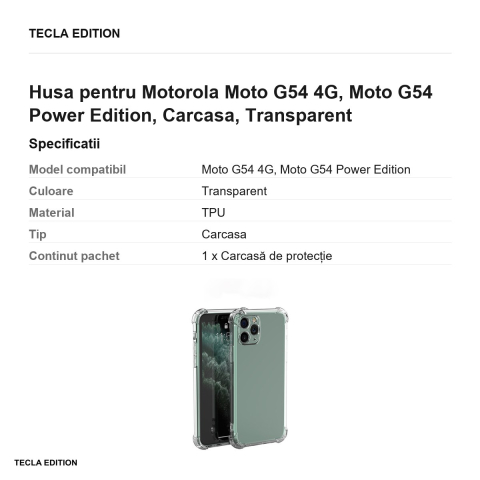 Husa Anti Shock 1,5 mm Edition pentru Motorola Moto G54 4G, Moto G54 Power Edition, Carcasa, Transparent [2]