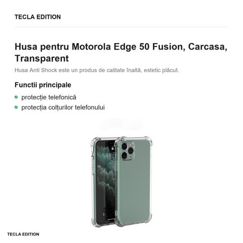 Husa Anti Shock 1,5 mm Fusion pentru Motorola Edge 50 Fusion, Carcasa, Transparent [1]
