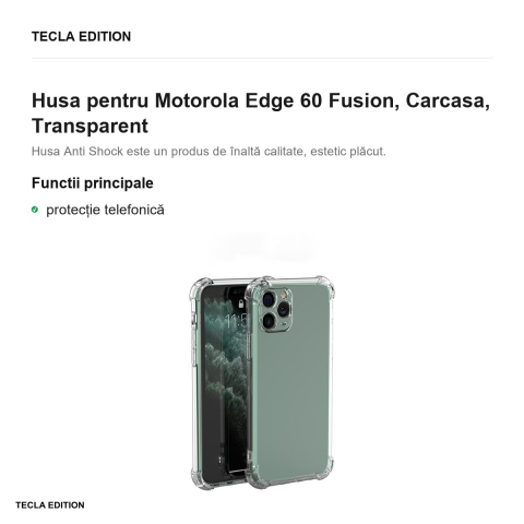Husa Anti Shock 1,5 mm Fusion pentru Motorola Edge 60 Fusion, Carcasa, Transparent [1]