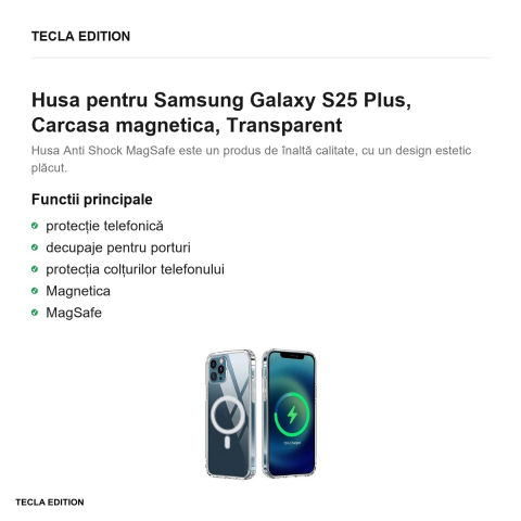 Husa Anti Shock 1 5 mm Mag pentru Samsung Galaxy S25 Plus, Carcasa magnetica, Transparent [1]