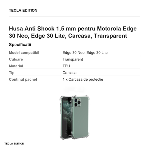 Husa Anti Shock 1,5 mm pentru Motorola Edge 30 Neo, Edge 30 Lite, Carcasa, Transparent [2]