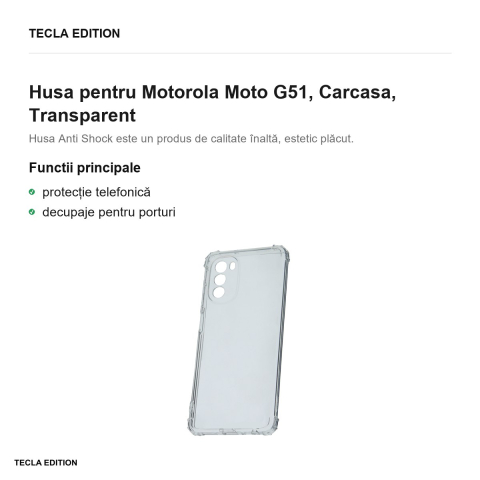 Husa Anti Shock 1,5 mm pentru Motorola Moto G51, Carcasa, Transparent [1]