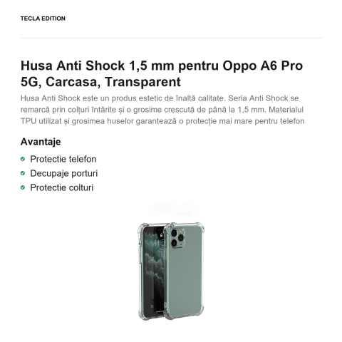 Husa Anti Shock 1,5 mm pentru Oppo A6 Pro 5G, Carcasa, Transparent [1]