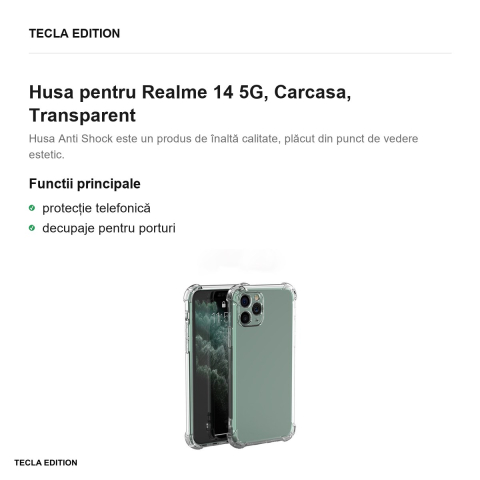Husa Anti Shock 1,5 mm pentru Realme 14 5G, Carcasa, Transparent [1]