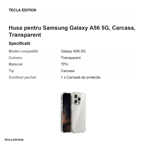 Husa Anti Shock 1 5 mm pentru Samsung Galaxy A56 5G, Carcasa, Transparent [2]
