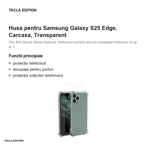 Husa Anti Shock 1 5 mm pentru Samsung Galaxy S25 Edge, Carcasa, Transparent [1]