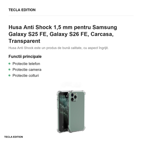 Husa Anti Shock 1,5 mm pentru Samsung Galaxy S25 FE, Galaxy S26 FE, Carcasa, Transparent [1]